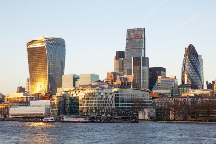 London city buildings from the Thames London city buildings from the Thames