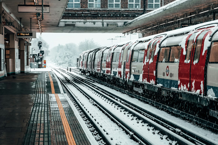 London tube train in Winter London tube train in Winter