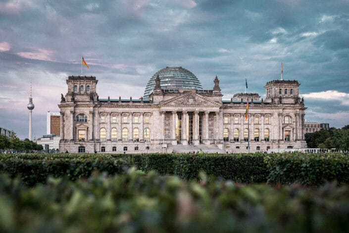 Reichstag Building in Berlin, Germany, a historic landmark for GCSE and A-level history school trips exploring German democracy and political history.