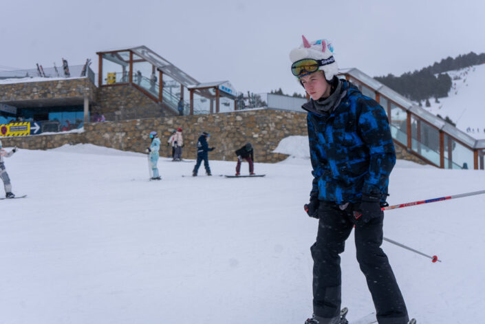 Student skiing in Andorra 